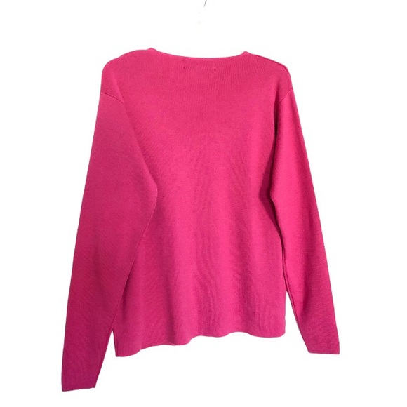 🆕 Ellen Tracy Wool Silk Cardigan Pink V Neck Sweater Size L - Picture 8 of 9
